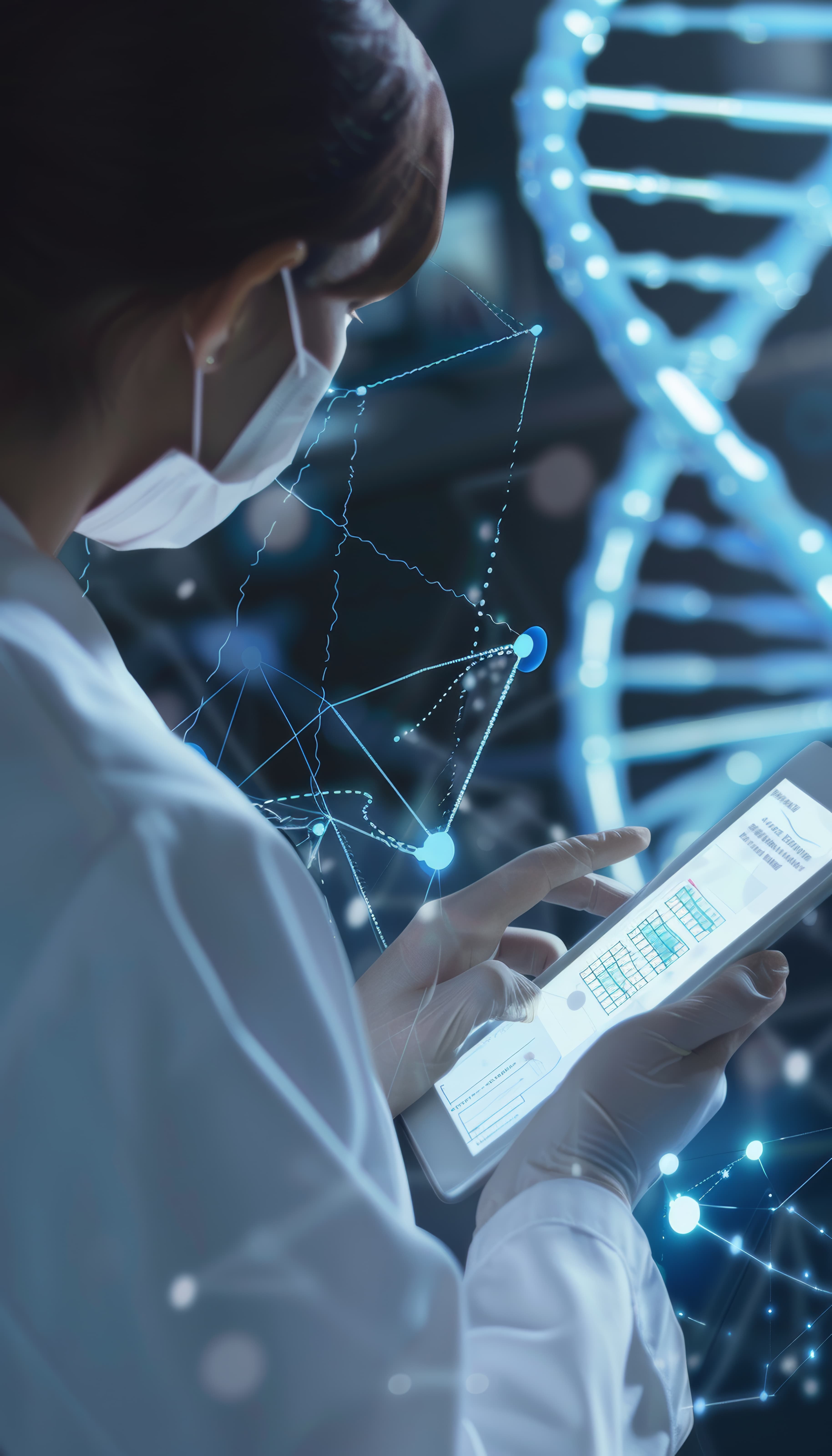 Researchers analyzing genomic data